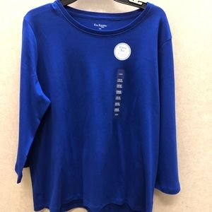 Kim Rogers Petite XL Blue V Neck Tee